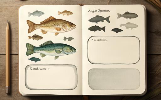 Hand-illustrated angler's field journal showing sketched fish and handwritten catch notes